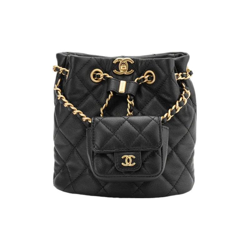 CHANEL Small Drawstring 23A Bucket Black - Banlieue91