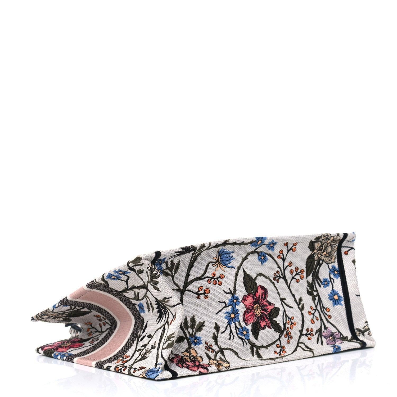 Christian Dior Canvas Embroidered Medium Rosa Mutabilis Book Tote - Banlieue91