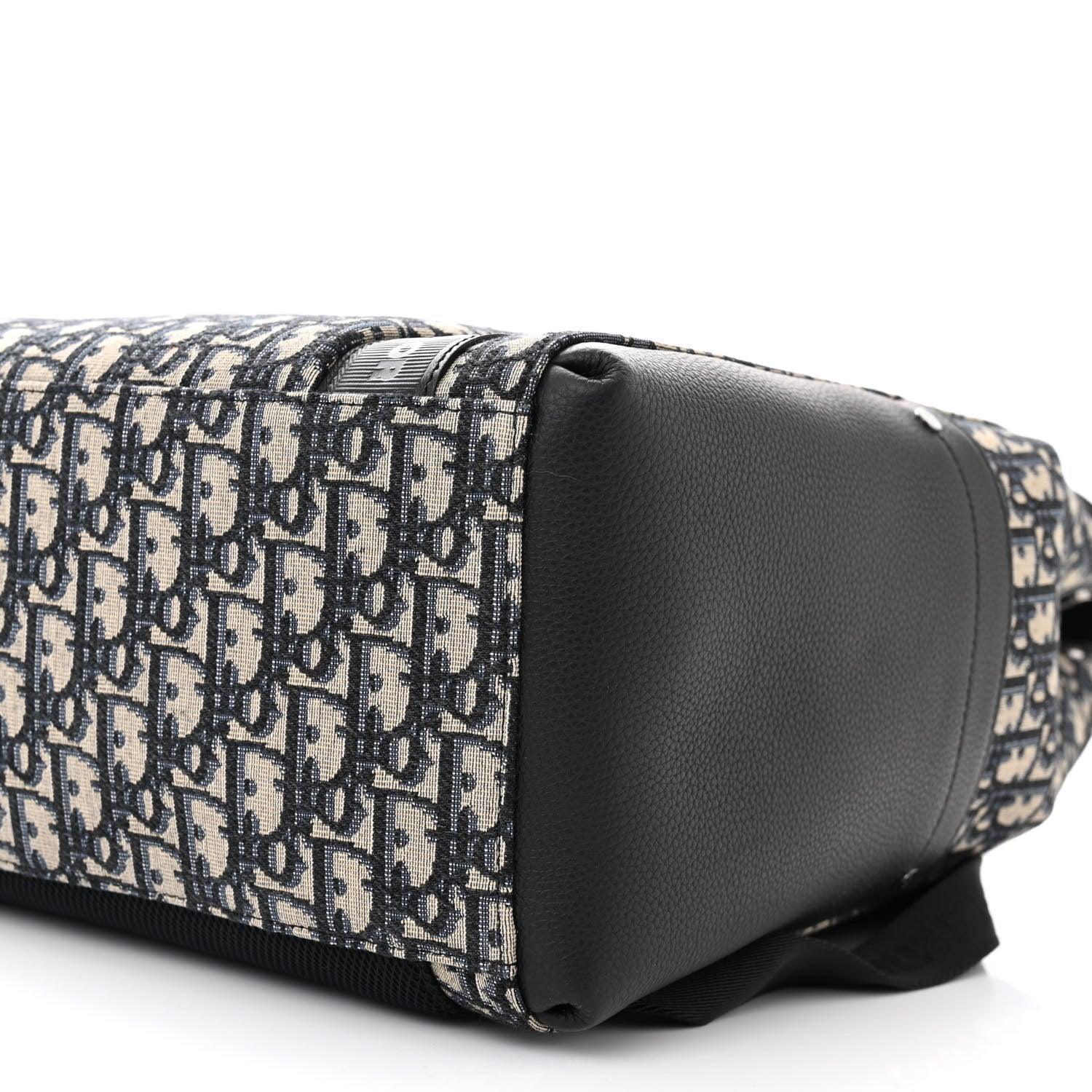 Christian Dior Oblique Jacquard Grained Calfskin Saddle Backpack With Flap - Banlieue91