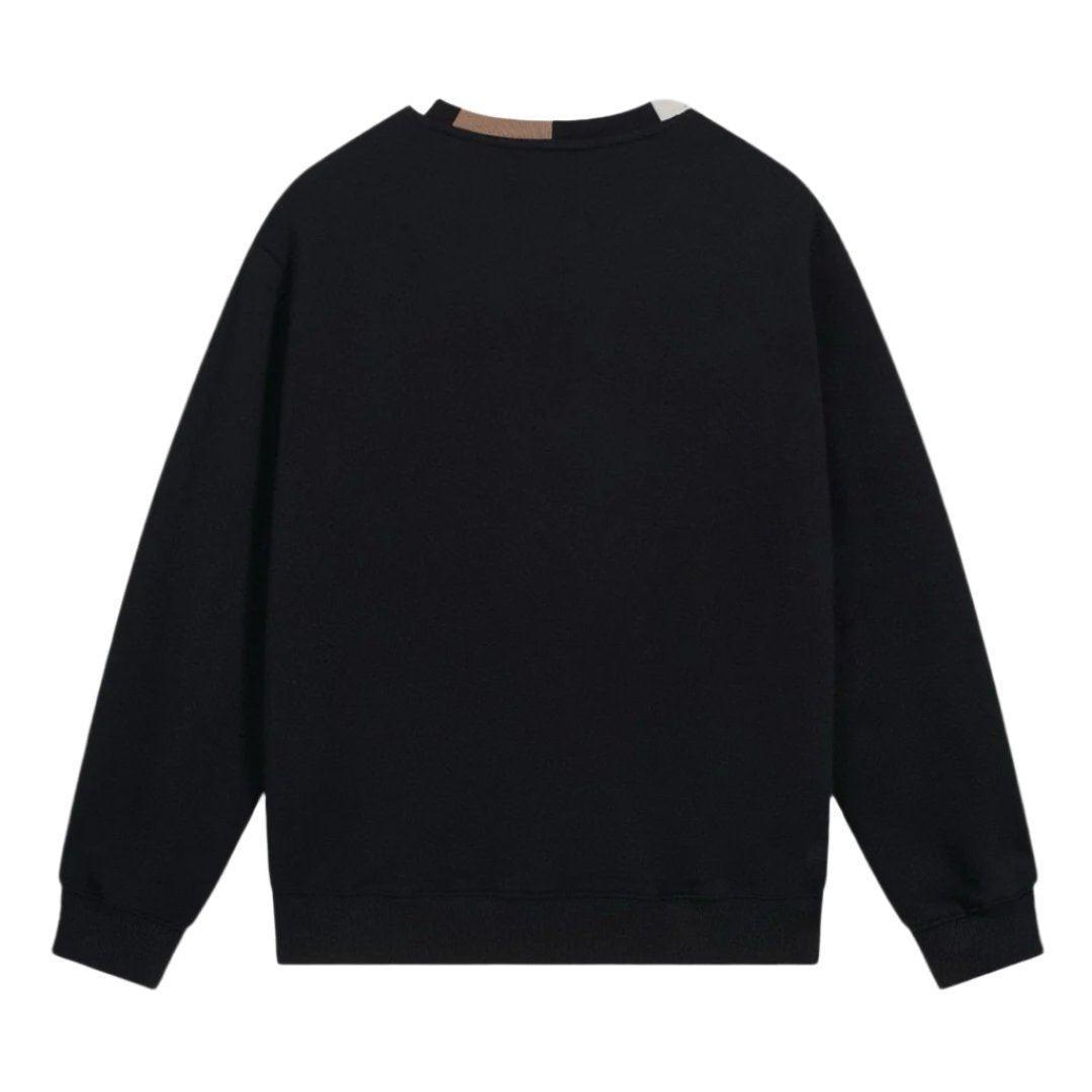BURBERRY JARRAD BLACK COTTON ICON STRIPE COLLAR RED LOGO SWEATER - Banlieue91