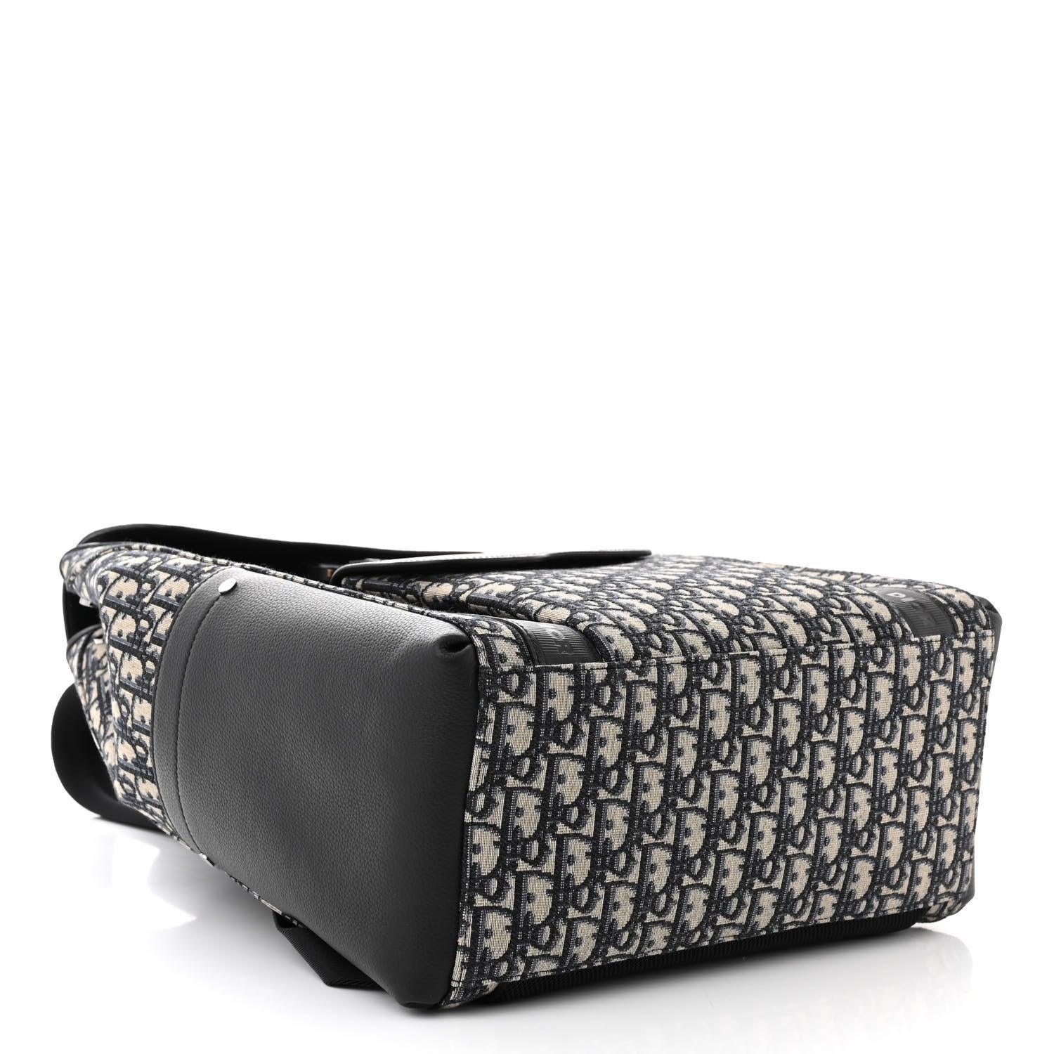 Christian Dior Oblique Jacquard Grained Calfskin Saddle Backpack With Flap - Banlieue91