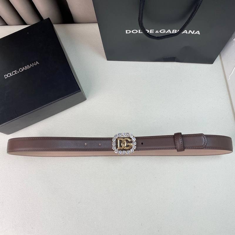 Dolce Gabbana Women Calfskin belt with bejeweled DG logo 'Beige' - Banlieue91