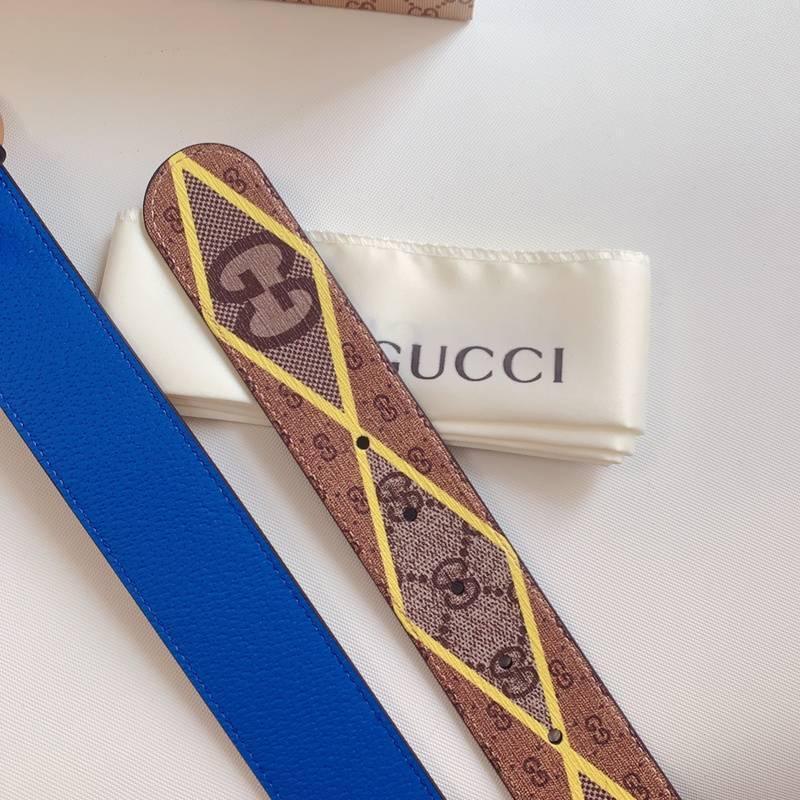GUCCI Embellished coated-canvas and leather belt 'Brown' - Banlieue91