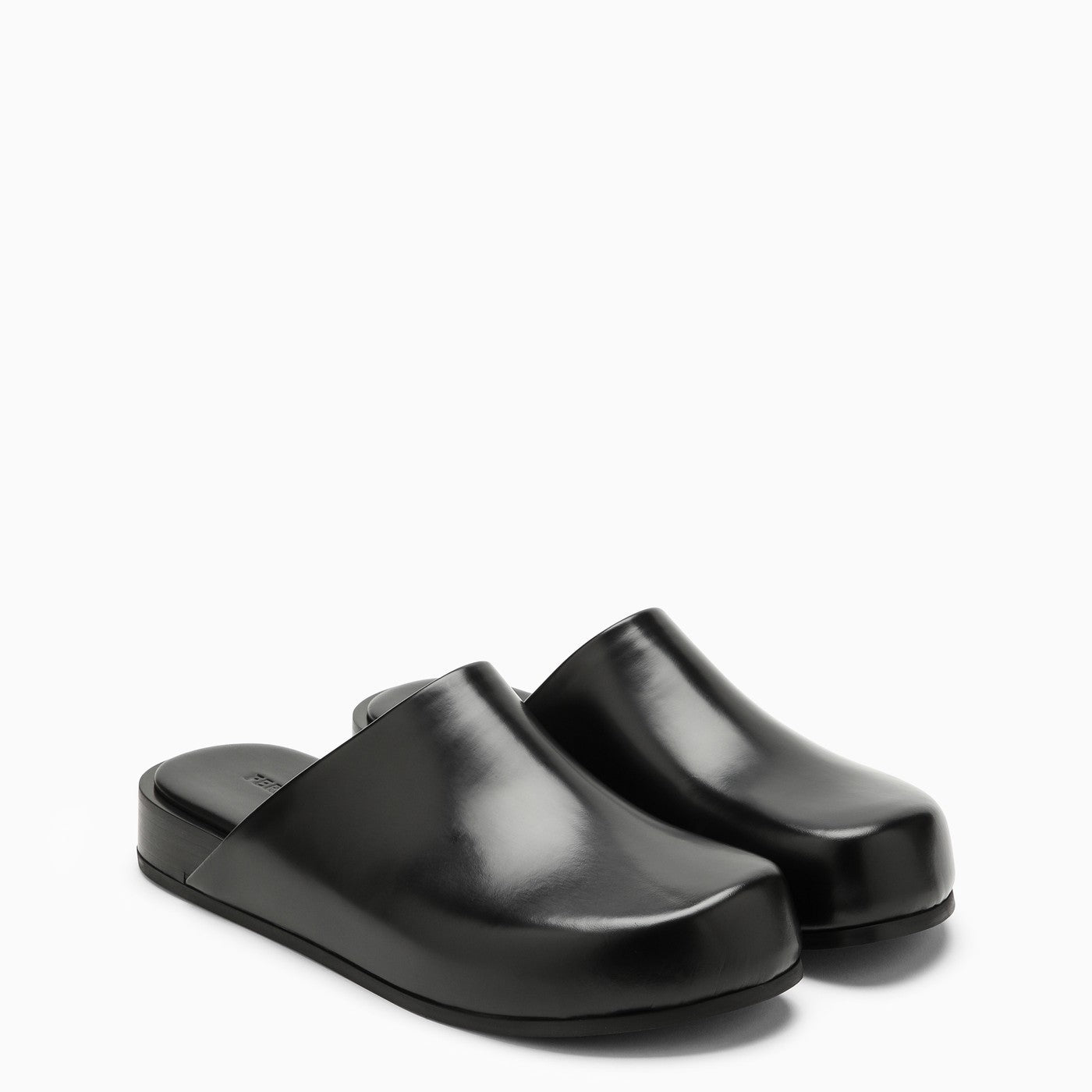 Ferragamo Black Leather Sabot