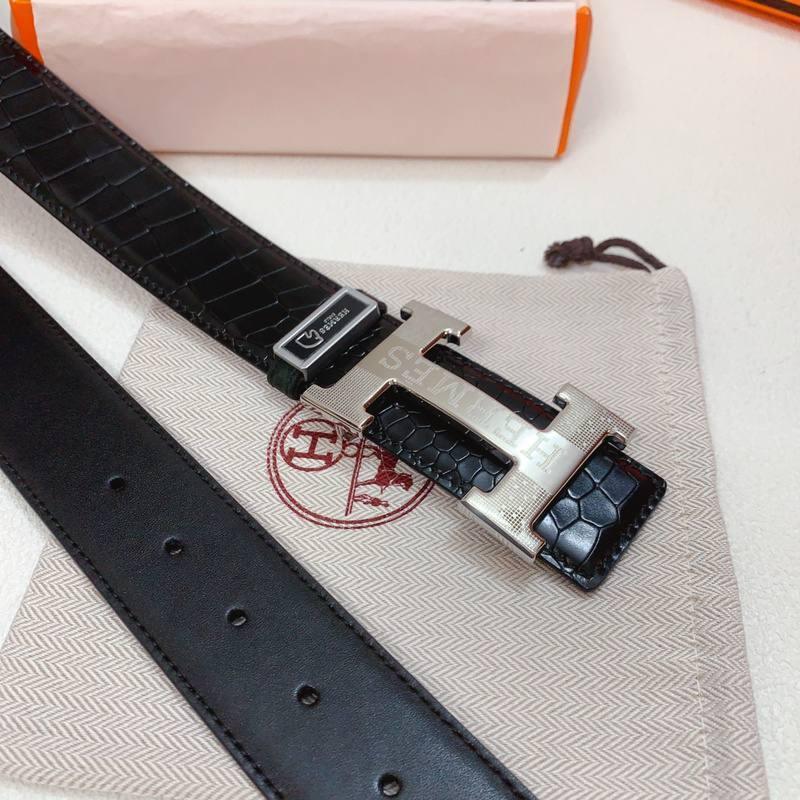 Hermes Men Silver Buckle Belt 'Black' - Banlieue91
