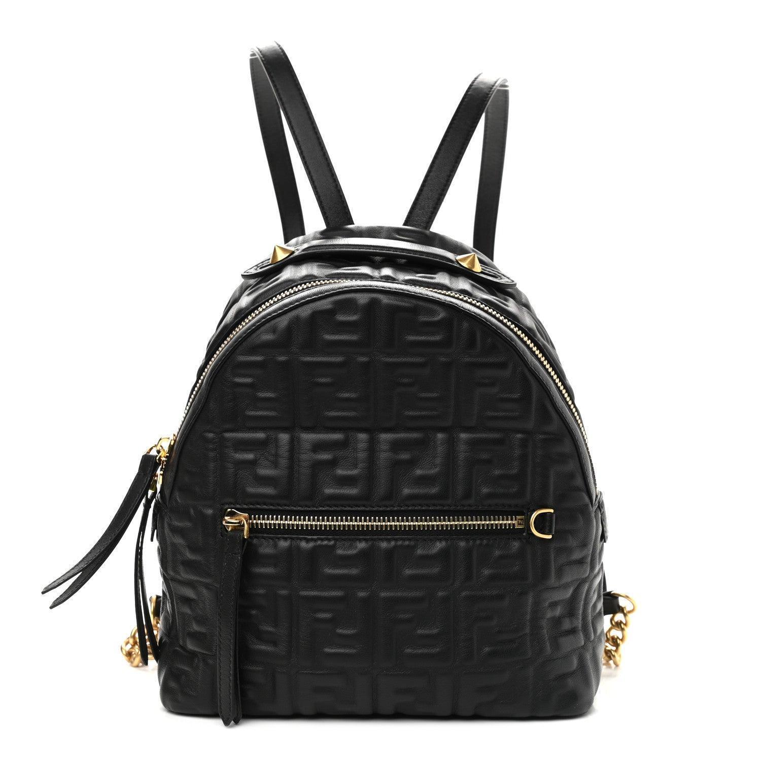 Fendi Nappa FF 1974 Embossed Mini Backpack Black - Banlieue91
