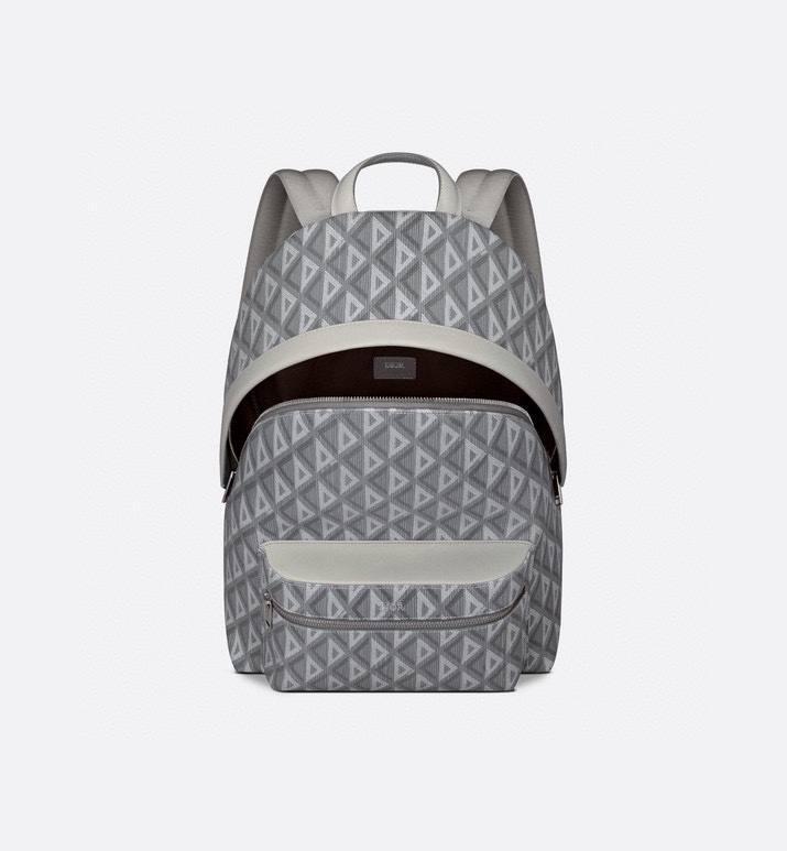 Dior Rider Zipped Backpack Grey Coated Cotton Canvas with CD Diamond Print - Banlieue91