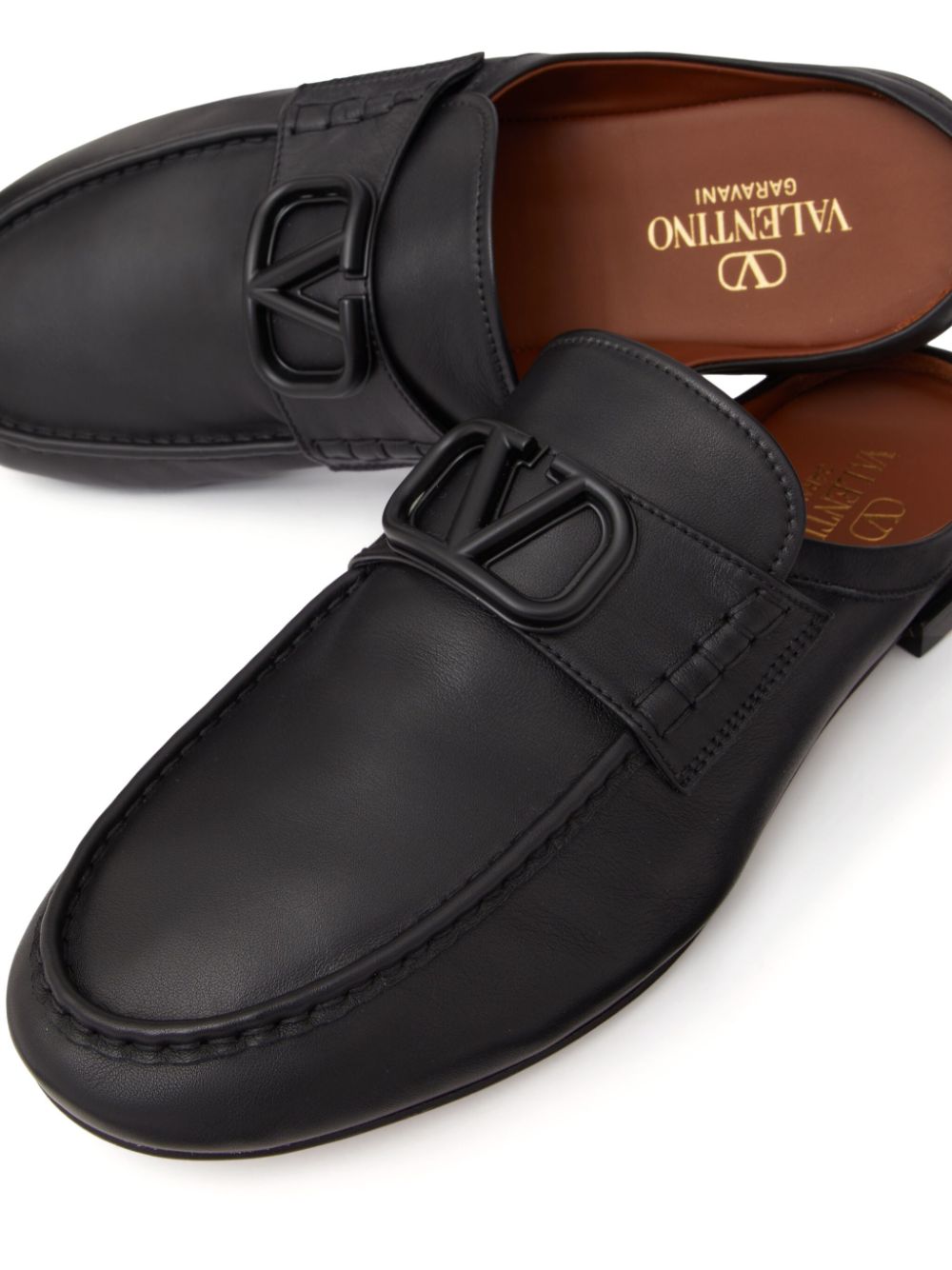 Valentino Garavani V Logo Signature Leather Slippers