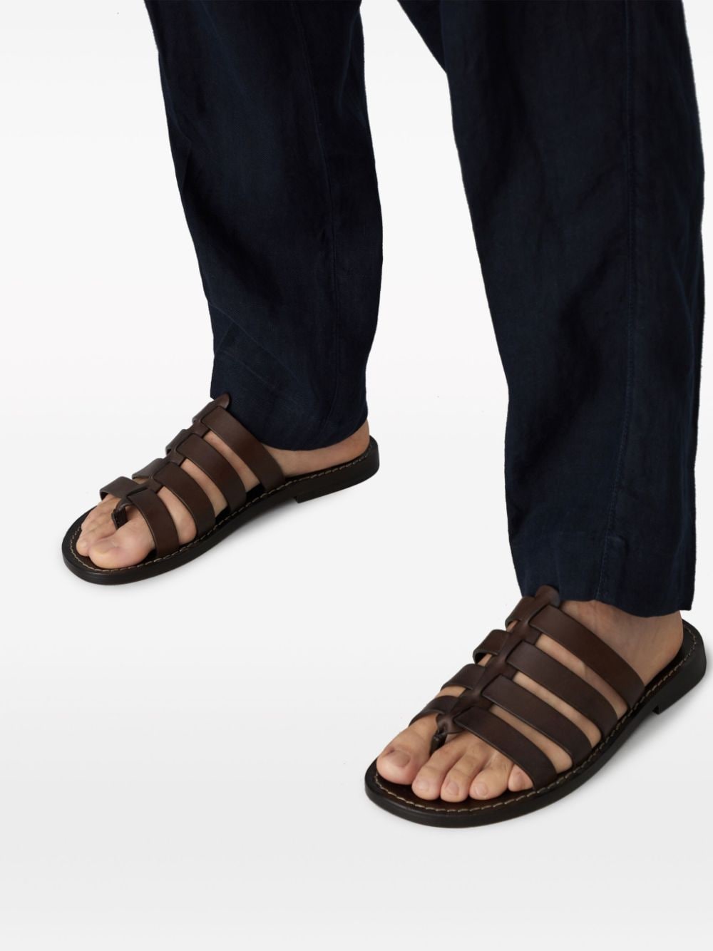 Brunello Cucinelli Leather Flat Sandals - Banlieue91 -