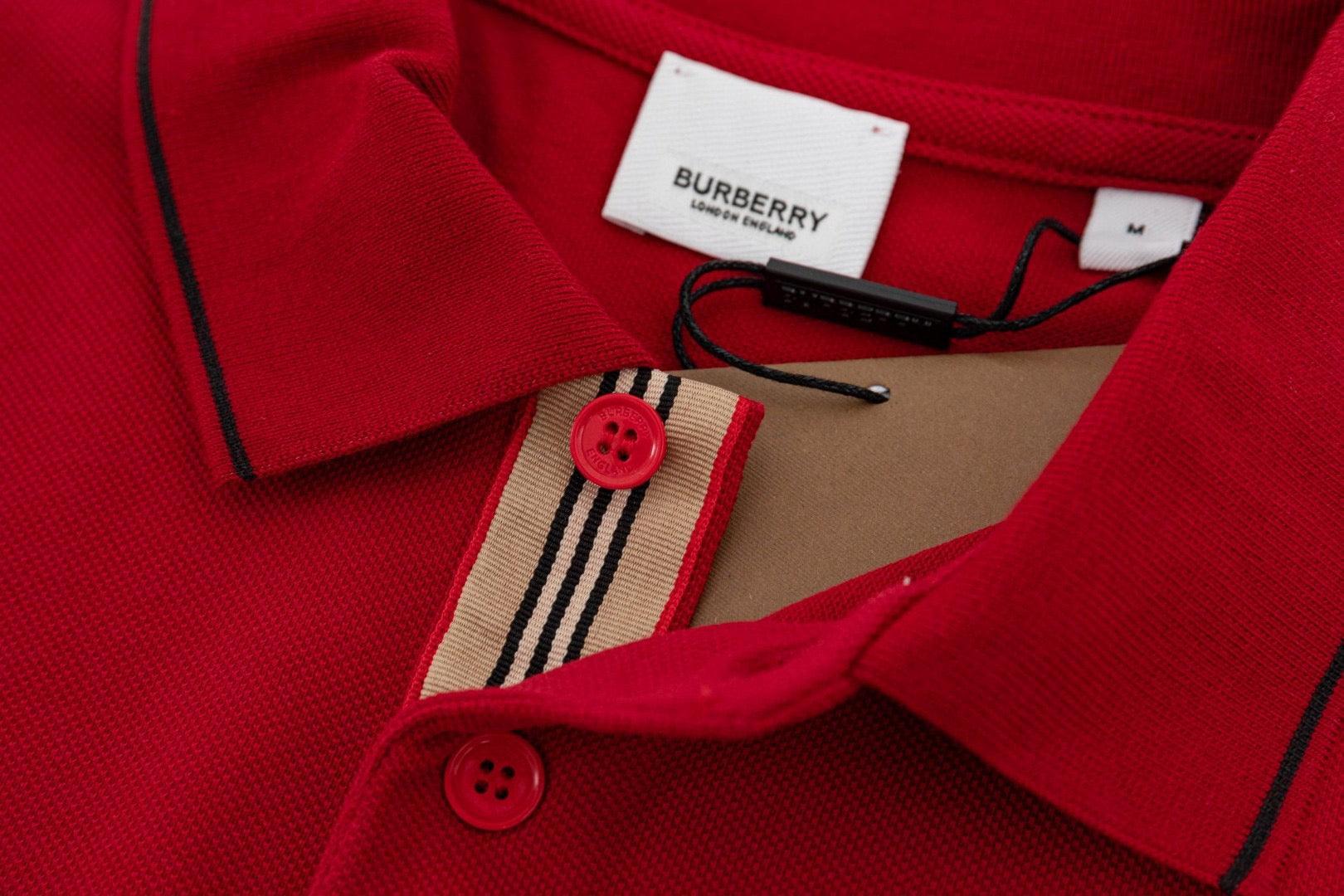 Burberry Red T-Shirt With Collar - Banlieue91