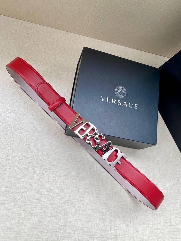 Versace Women's Leather Logo Decorated Buckle Belt - Banlieue91