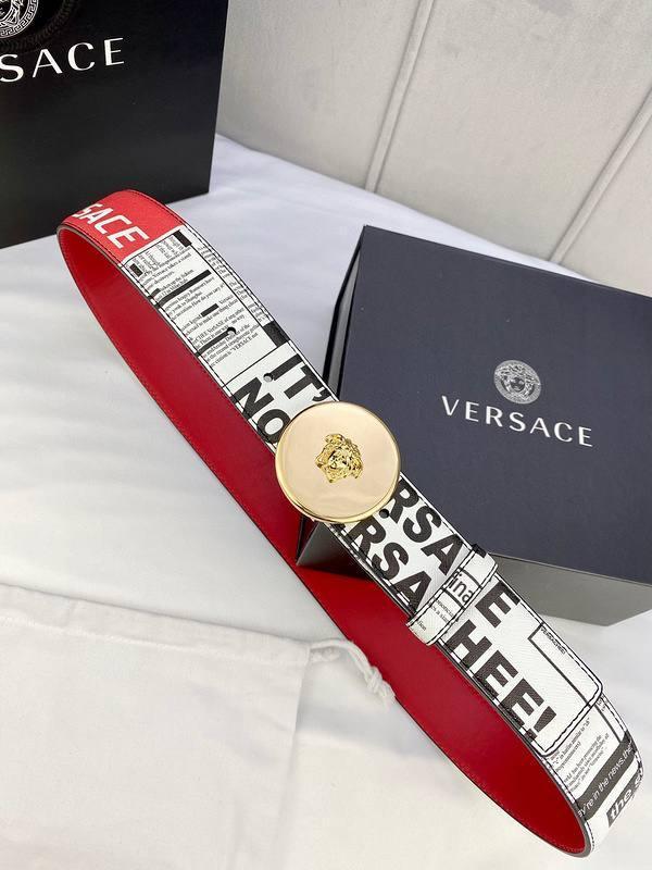 Versace MEDUSA BIGGIE ENAMEL LEATHER BELT - Banlieue91