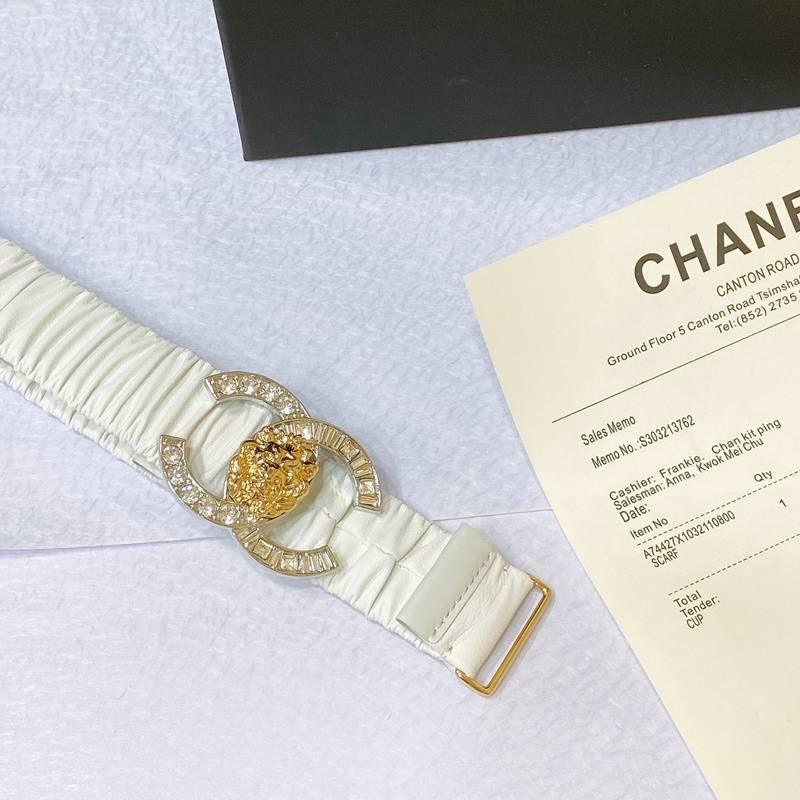 Chanel Leather Women’s Belt 'White' - Banlieue91