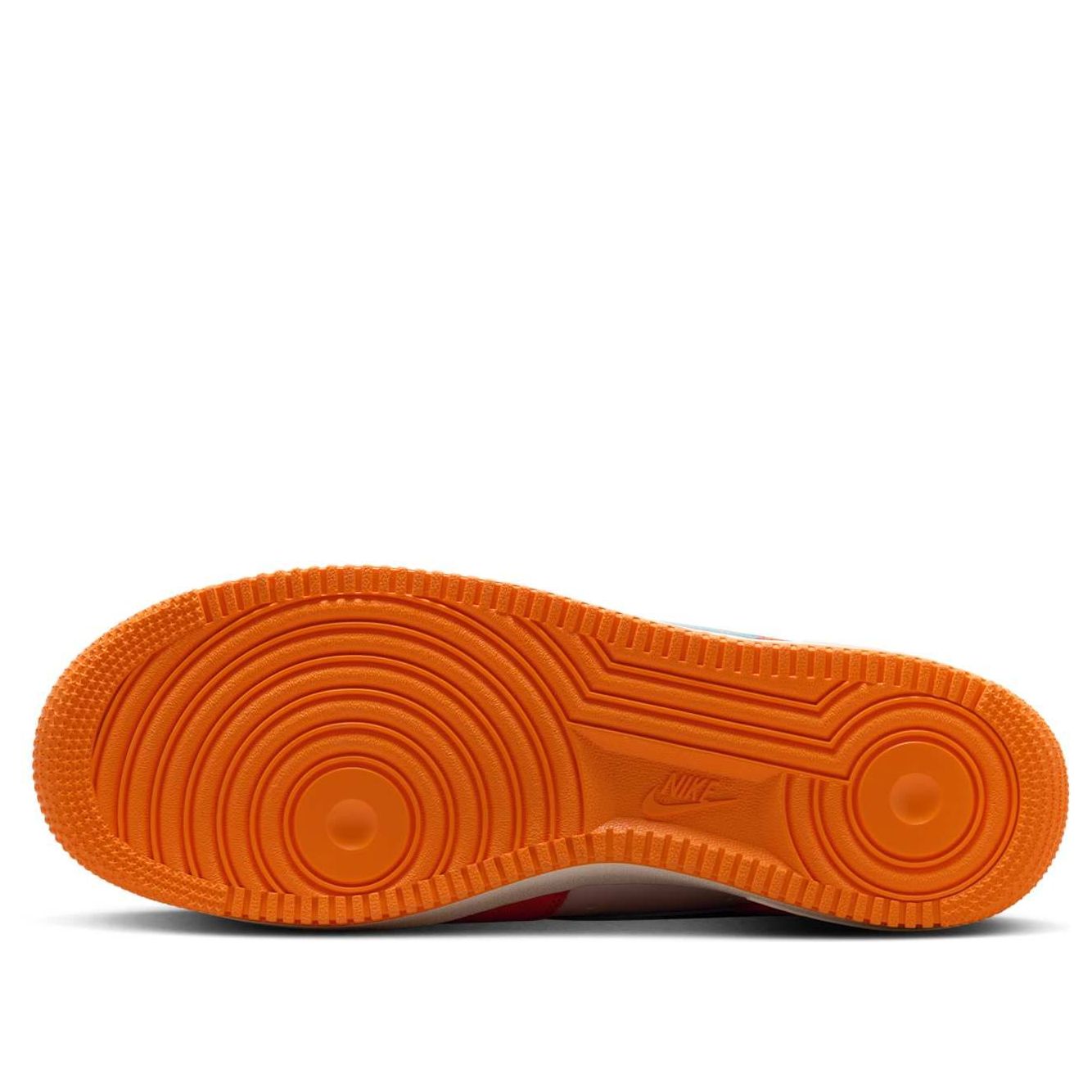 Air Force 1 Low 'Safety Orange Light Blue' sneakers featuring a bright Safety Orange, White, and University Blue colorway, perfect for a stylish casual look.