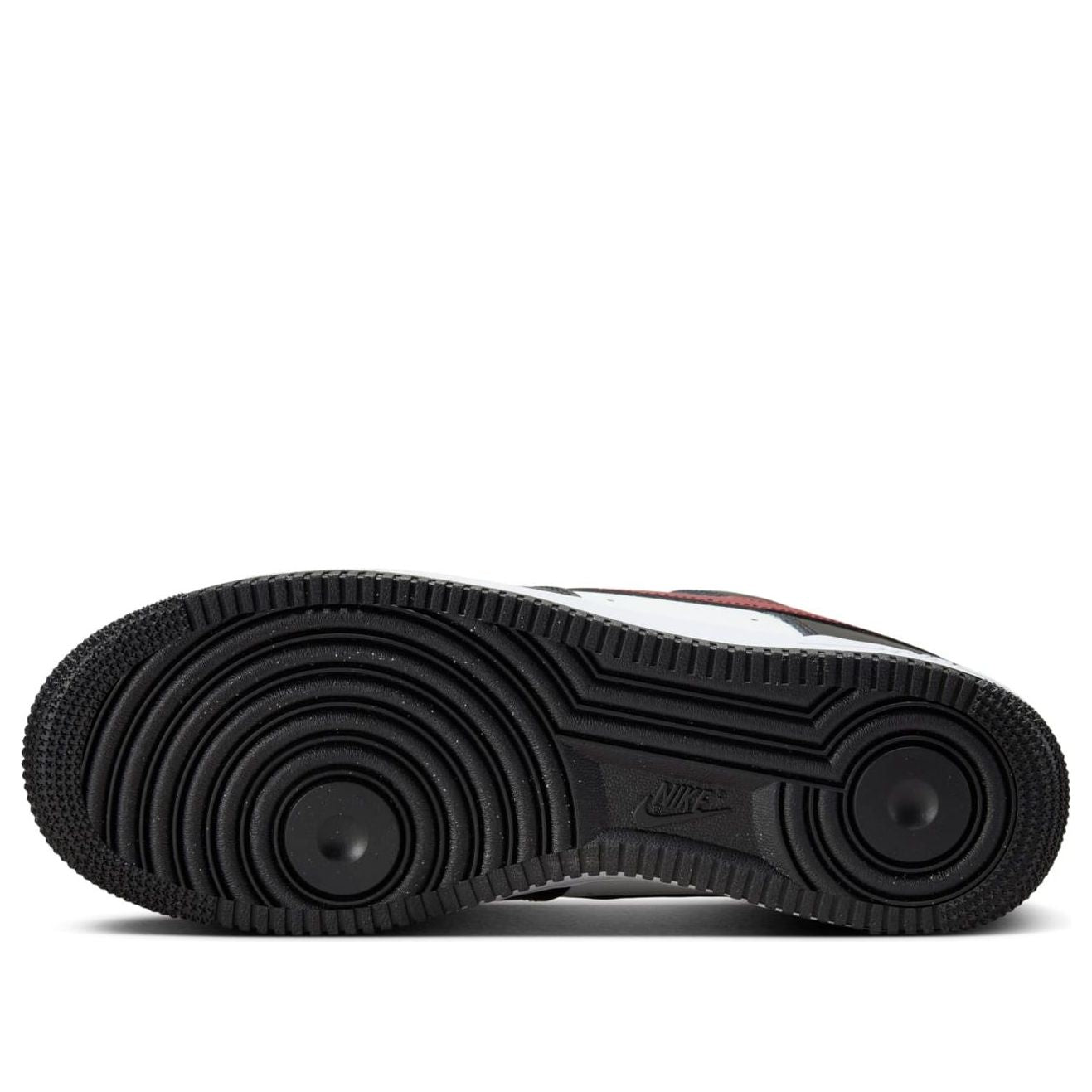 Stylish Air Force 1 '07 'Black White Red' sneakers from Banlieue91 featuring a sleek design with a black, white, and university red colorway.