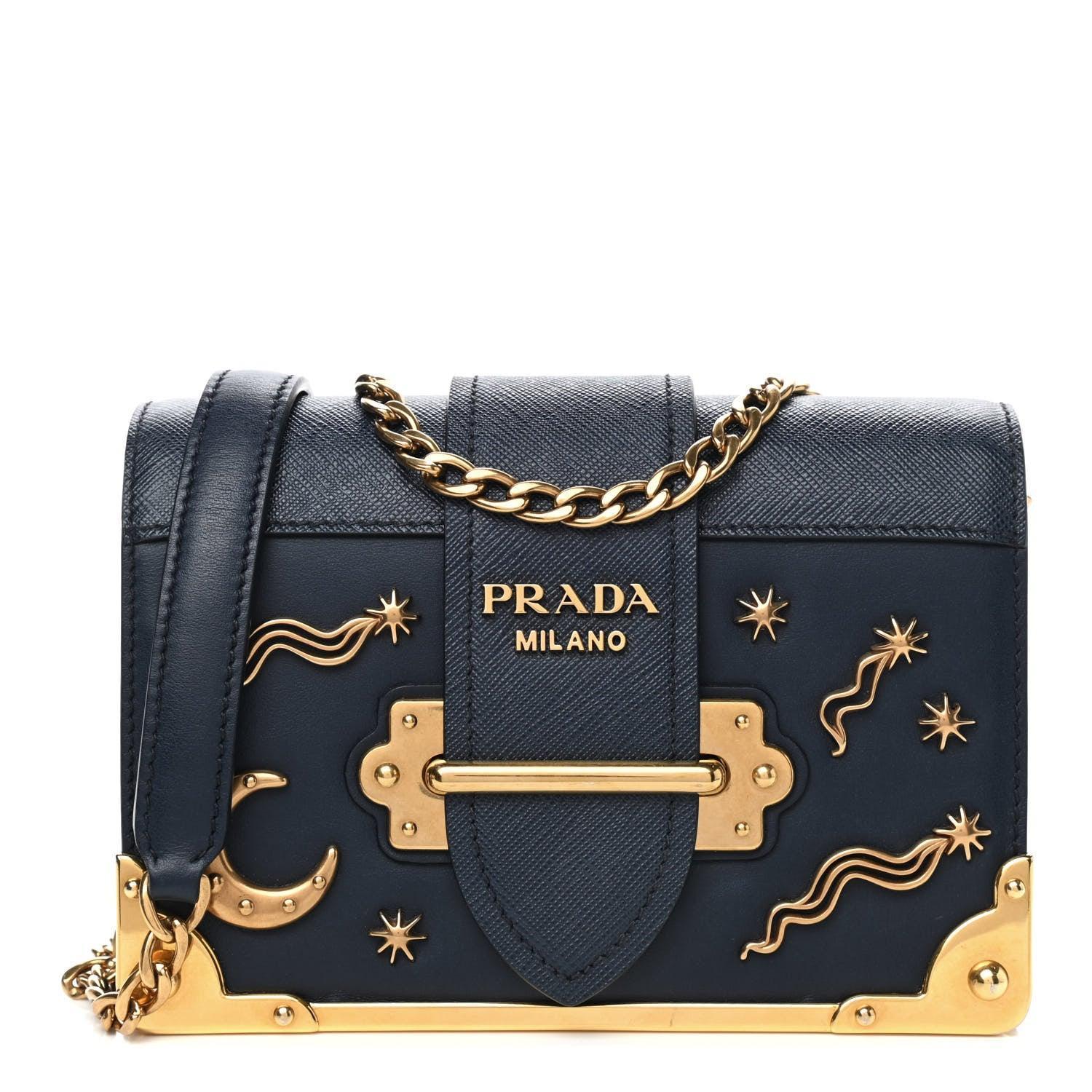 Prada City Calf Saffiano Astrology Cahier Bag Black - Banlieue91