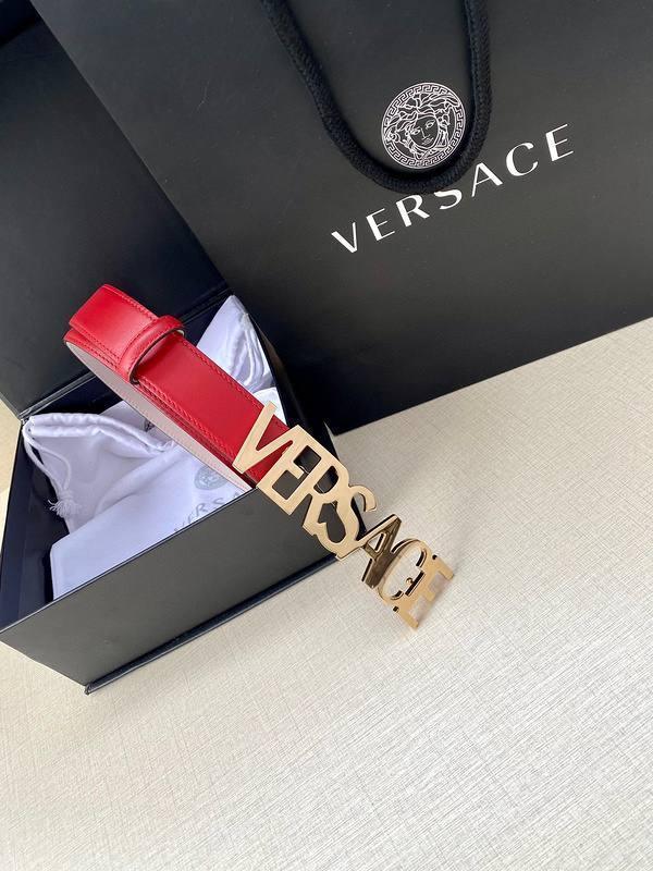 Versace Women's Leather Logo Decorated Buckle Belt - Banlieue91