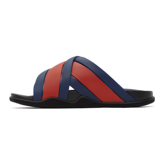 Gucci Blue and Red Agrado Slip-On Sandals