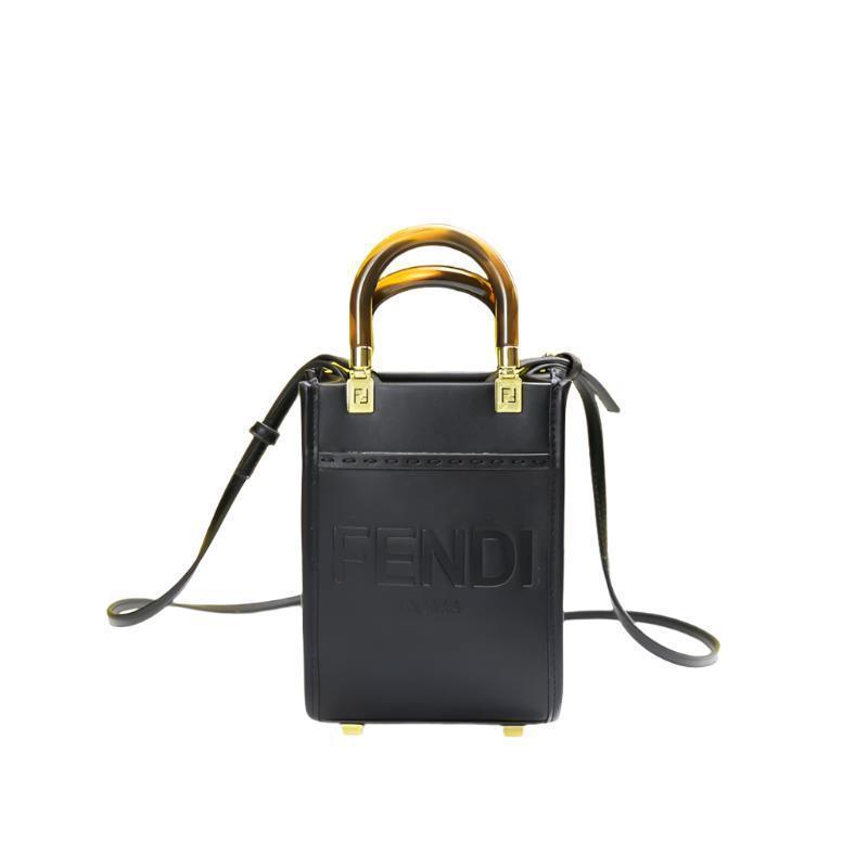 Fendi Vitello King Plexiglass Logo Embossed Mini Fendi Sunshine Shopper Tote - Banlieue91