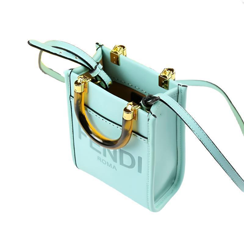Fendi Vitello King Plexiglass Logo Embossed Mini Fendi Sunshine Shopper Tote - Banlieue91