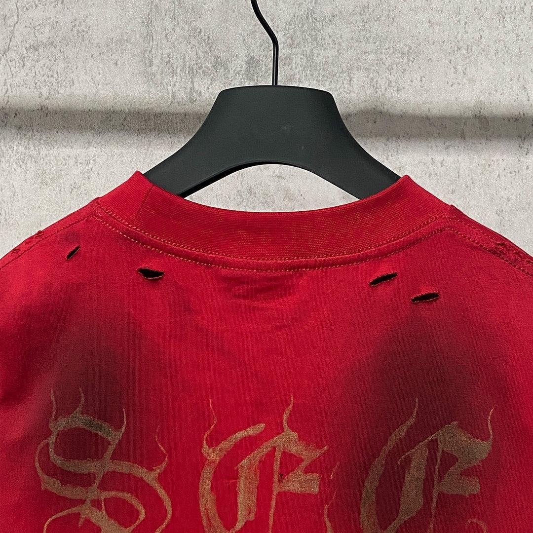 Balenciaga Red T-Shirt Without Collar - Banlieue91
