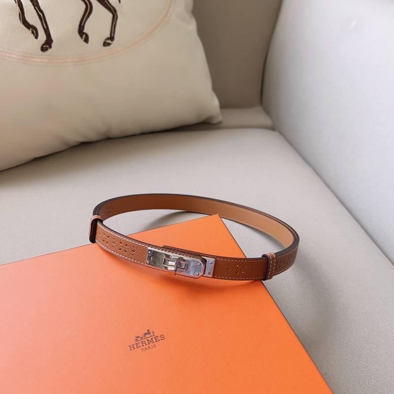 Hermes Men Silver Buckle Belt 'Brown' - Banlieue91