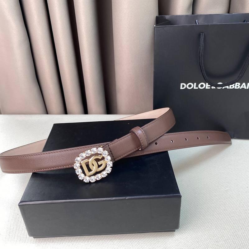 Dolce Gabbana Women Calfskin belt with bejeweled DG logo 'Beige' - Banlieue91
