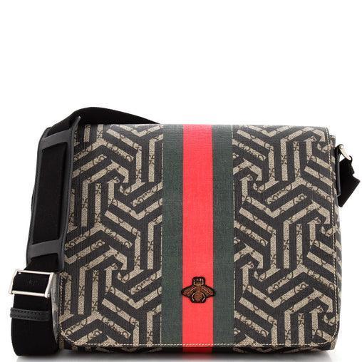 Gucci Bee Web Flap Messenger Bag Caleido GG Coated Canvas Medium - Banlieue91