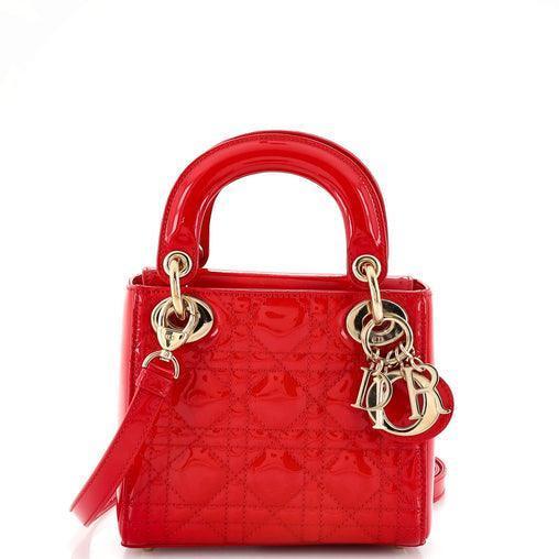 Christian Dior Lady Dior Bag Cannage Quilt Patent Mini - Banlieue91