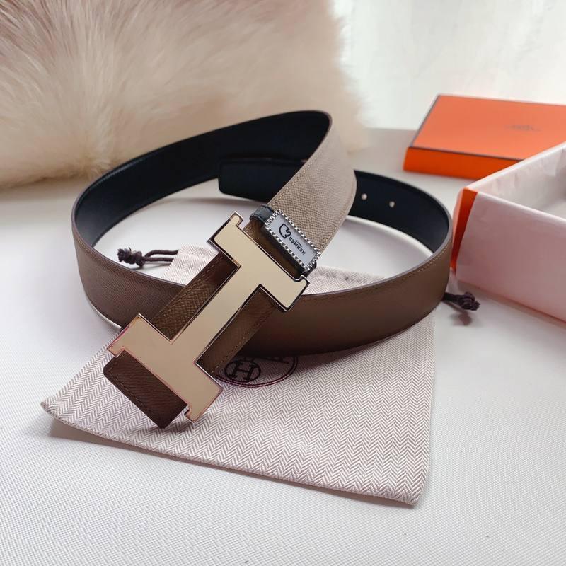 Hermes Men Beige Buckle Belt 'Brown' - Banlieue91