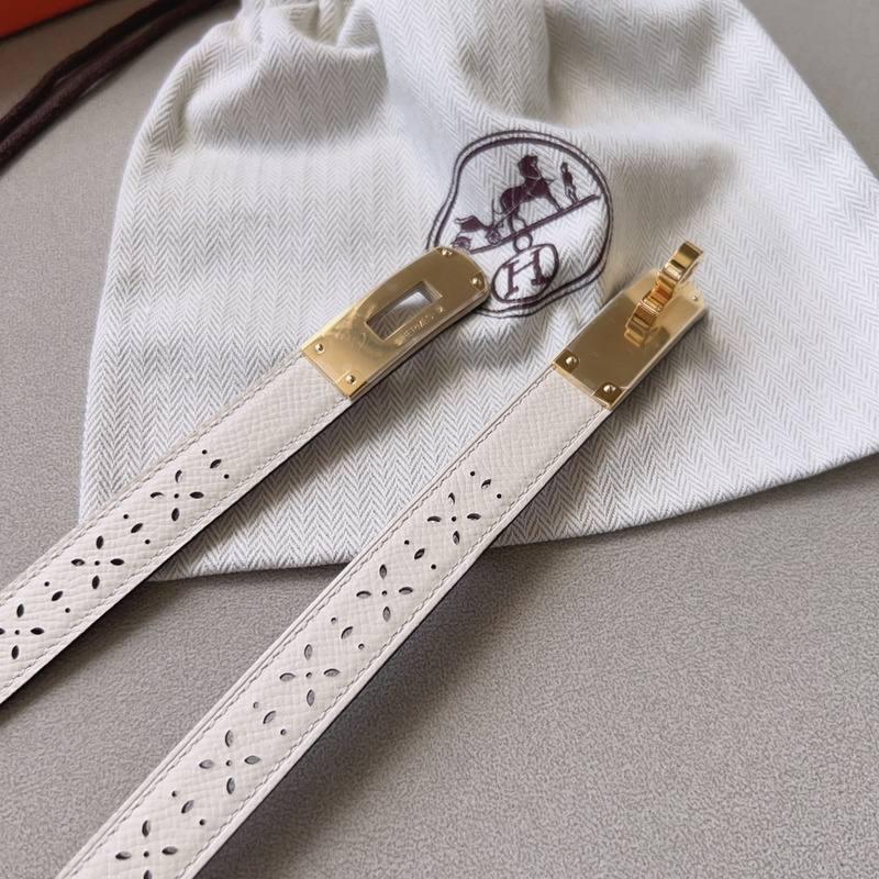 Hermes Men Gold Buckle Belt 'White' - Banlieue91