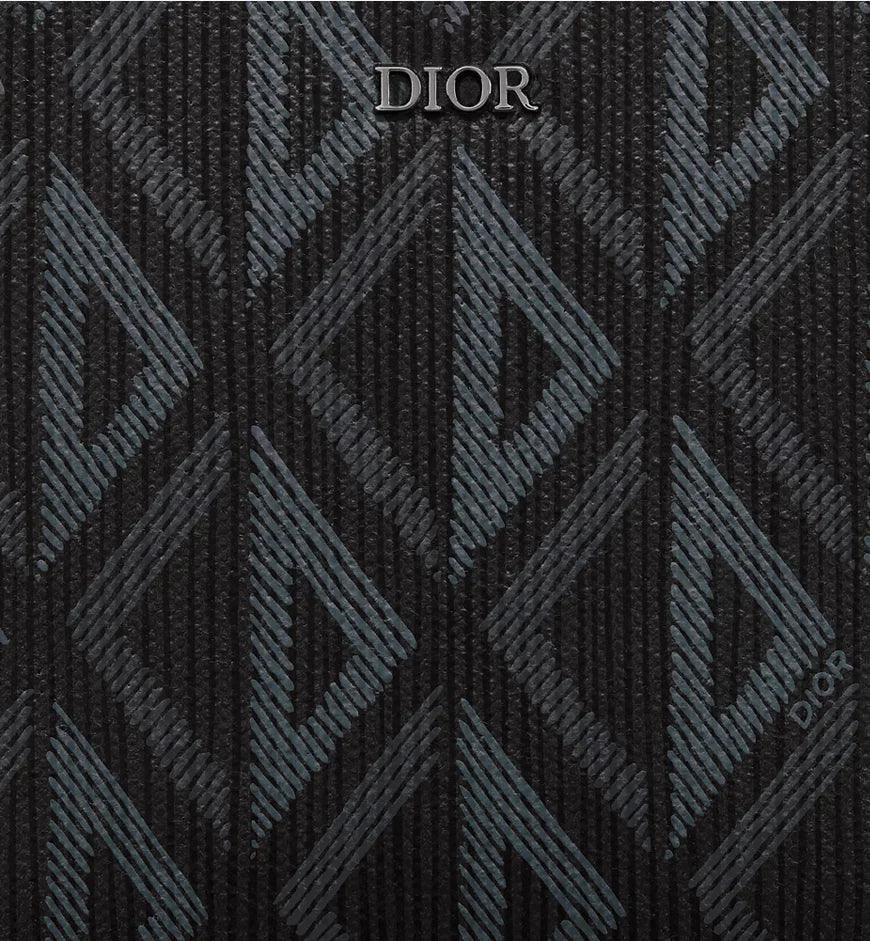 Christian Dior Zipped Pouch with Strap Black Coated Cotton Canvas with CD Diamond Print - Banlieue91