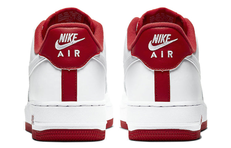 Top-down view of the Nike Air Force 1 Low 'University Red' displaying the lace-up closure and padded tongue for comfort.