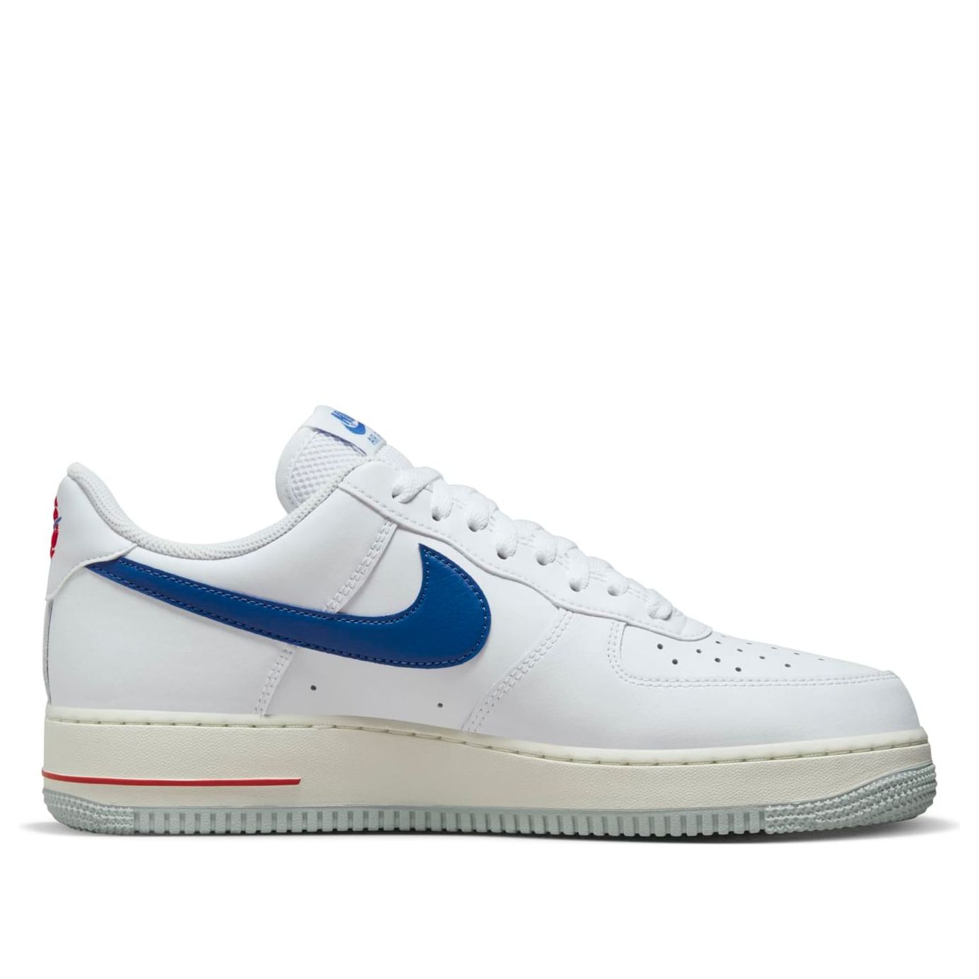 Side view of Nike Air Force 1 '07 'USA - White Game Royal highlighting the classic silhouette and USA theme.