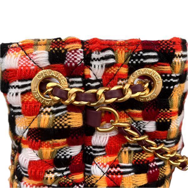 Chanel Tweed Quilted Small CC Chain Bucket Backpack Multicolor - Banlieue91