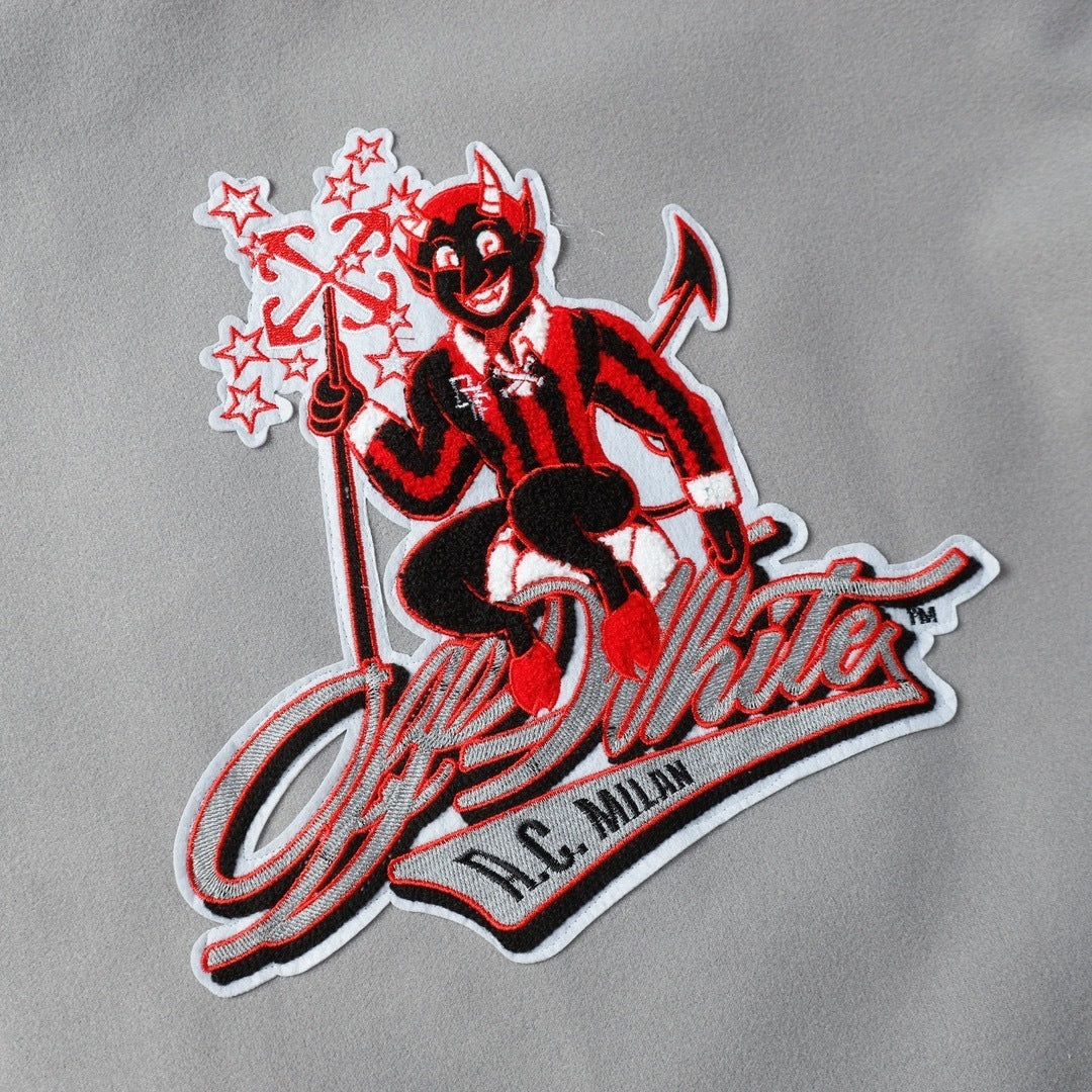 AC Milan Off-White Gray Varsity Wool Jacket - Banlieue91 -