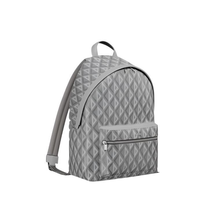 Dior Rider Zipped Backpack Grey Coated Cotton Canvas with CD Diamond Print - Banlieue91