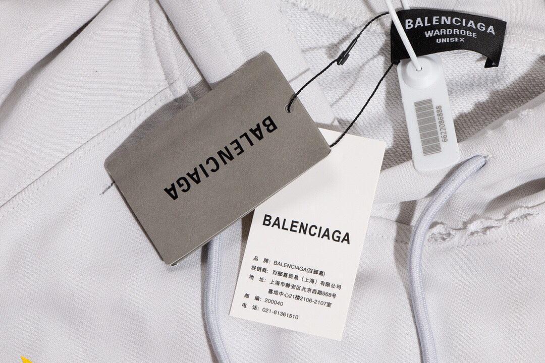 Balenciaga logo-print detail hoodie – White - Banlieue91
