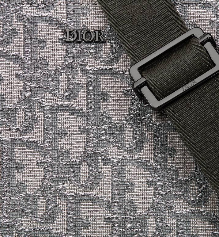 Zipped Pouch with Strap Grey and Black Dior Oblique Jacquard - Banlieue91