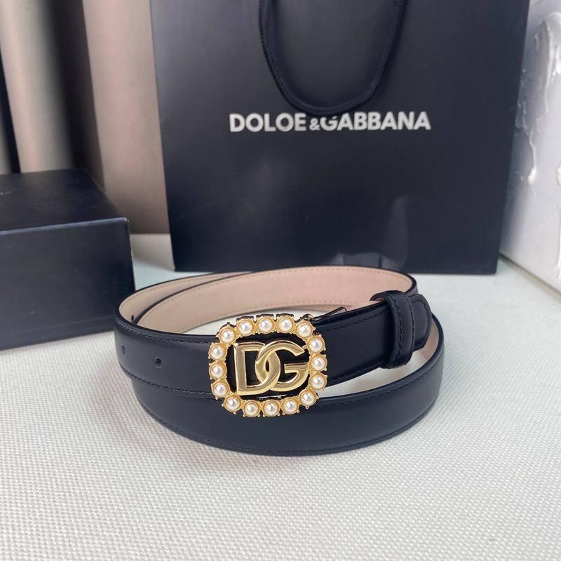Dolce Gabbana Women Calfskin belt with bejeweled DG logo 'Black' - Banlieue91