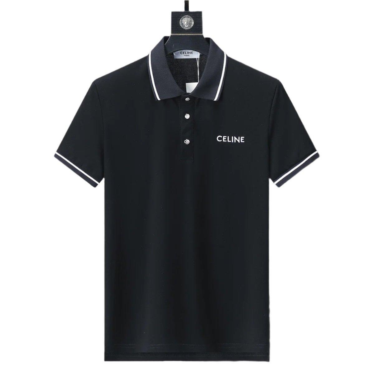 Celine Black T-Shirt With Collar - Banlieue91
