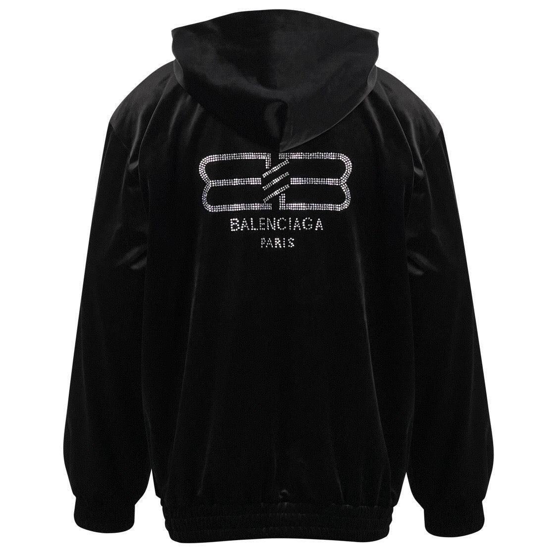 Balenciaga rhinestone-logo zipped hoodie - Banlieue91