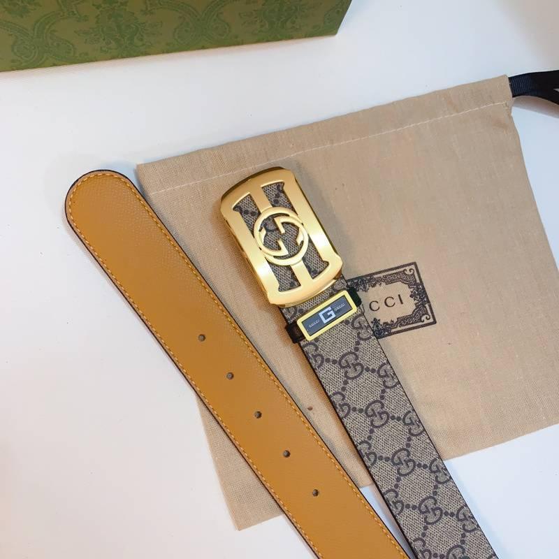 GUCCI Embellished coated-canvas and leather belt 'Beige' - Banlieue91