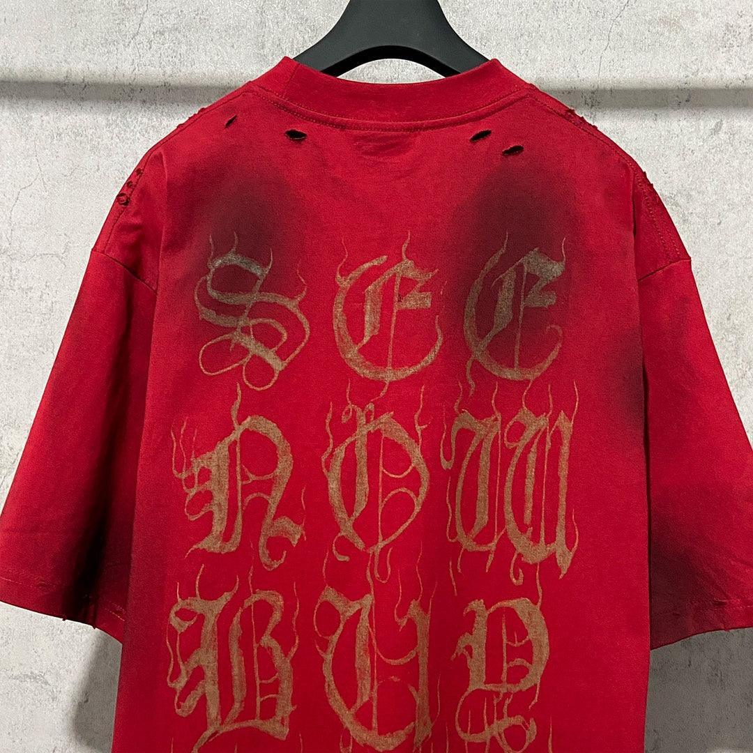 Balenciaga Red T-Shirt Without Collar - Banlieue91