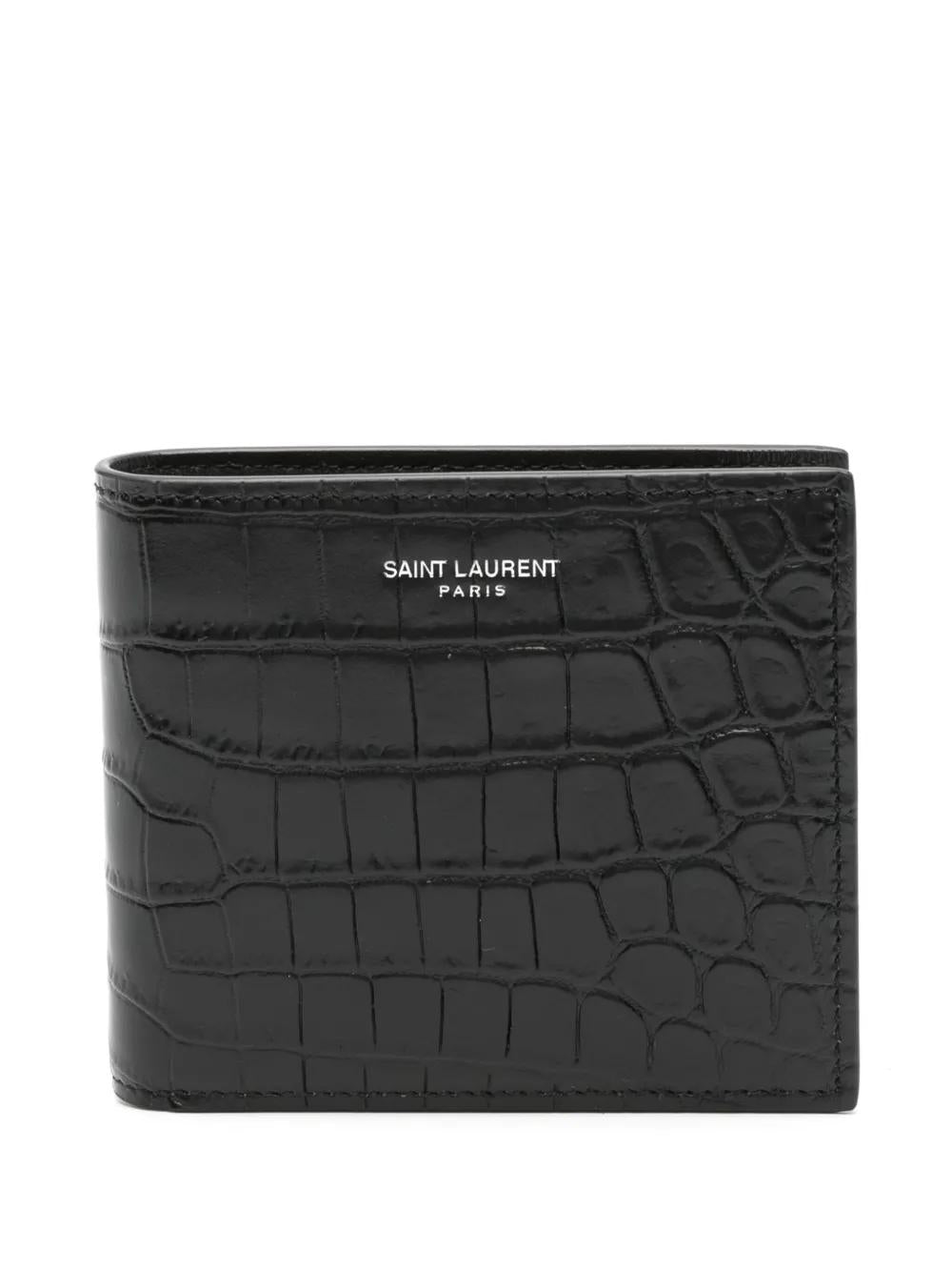 SAINT LAURENT Mini Leather Wallet with Crocodile Embossed Detail - Banlieue91 -