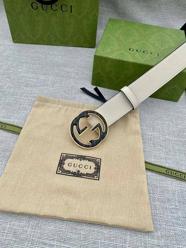 GUCCI Embellished coated-canvas and leather belt 'Cream' - Banlieue91