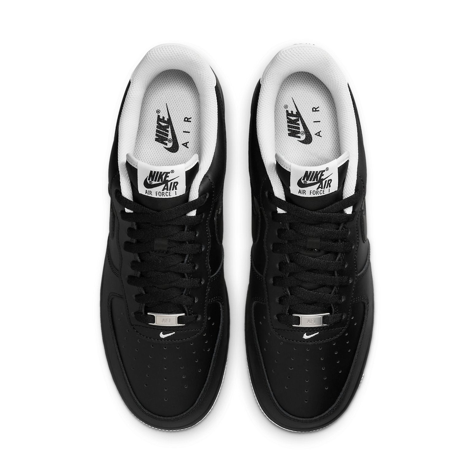 Close-up of Nike Air Force 1 '07 'Black White' sneakers showing the stylish black and white colorway.