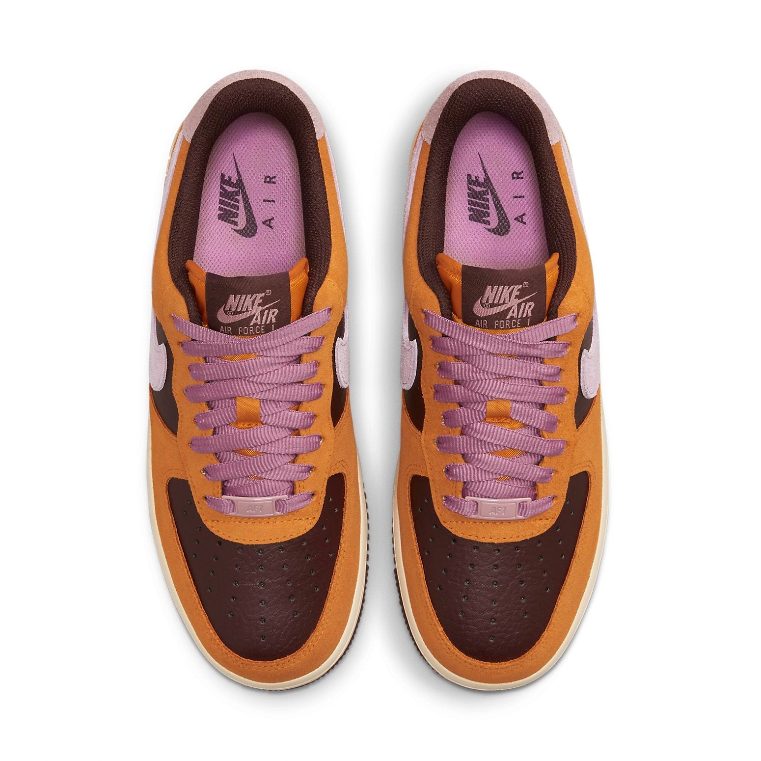 Nike Air Force 1 Low 'Magma Orange' stylish sneaker featuring a vibrant orange, pink, and brown colorway.