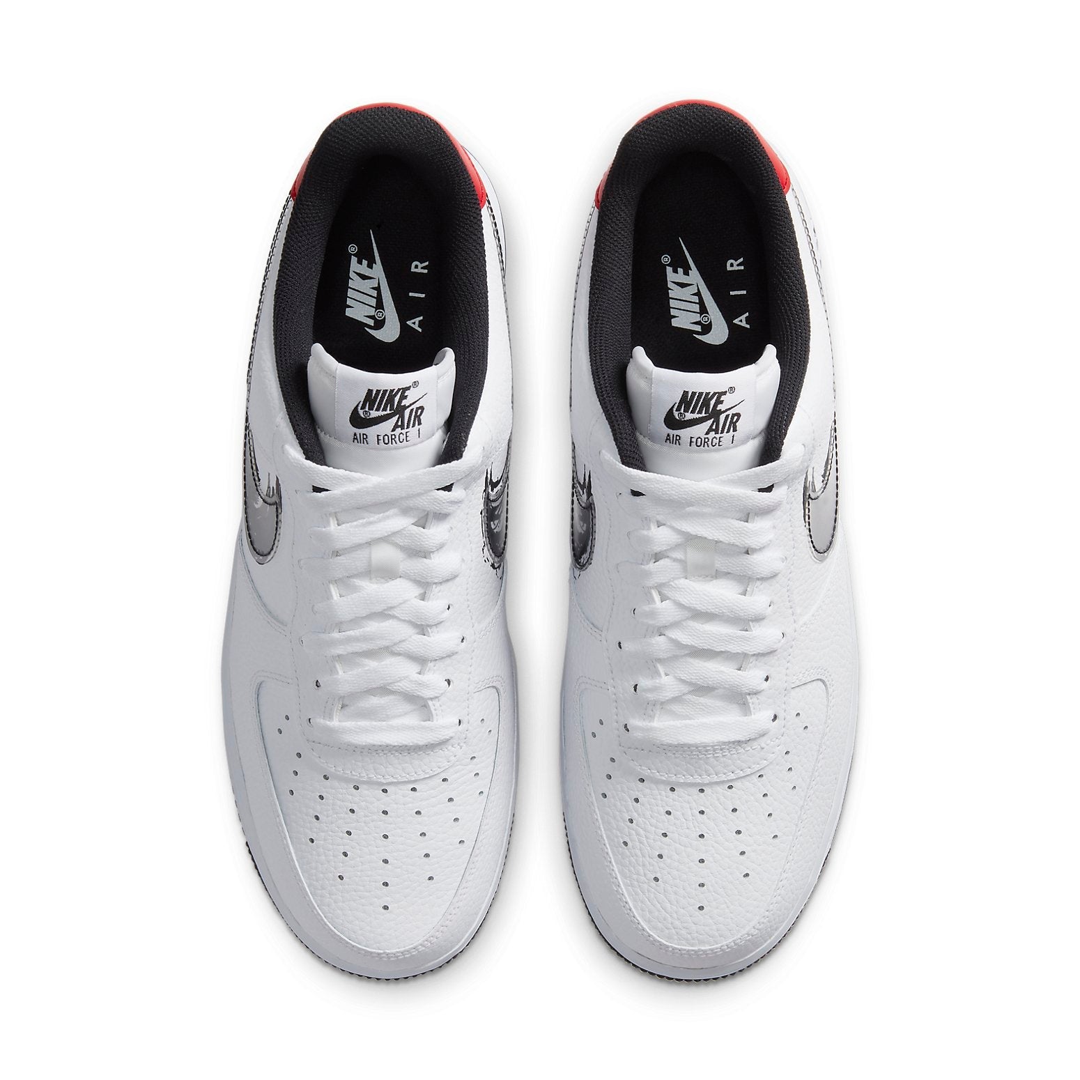 Nike Air Force 1 Low 'Brushstroke - White' displayed on a clean backdrop, highlighting the Gym Red accents and design.