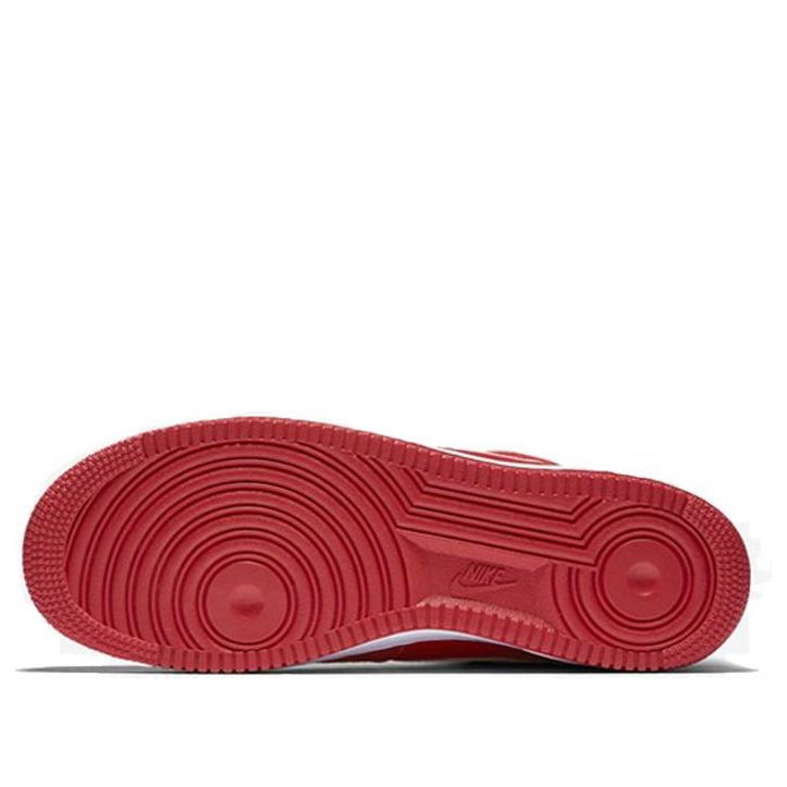 Close-up shot of Nike Air Force 1 Game Red/White detailing the sleek silhouette and premium materials.
